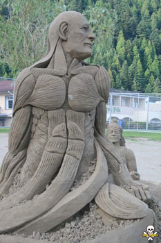 Sand Sculpture of a man's upper body